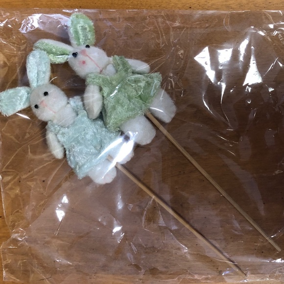 Two Easter Bunny Floral Picks for Easter Basket, Flower Arrangement, 9" high - Picture 5 of 5